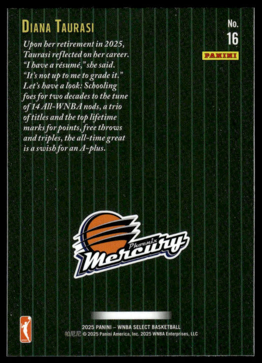 2025 Panini Select WNBA #16 Diana Taurasi Score Select Throwback