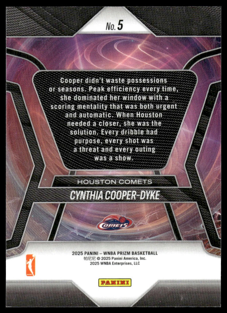 2025 Panini Prizm WNBA #5 Cynthia Cooper-Dyke Pioneers