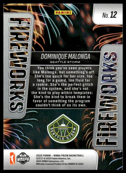 2025 Panini Prizm WNBA #12 Dominique Malonga Fireworks