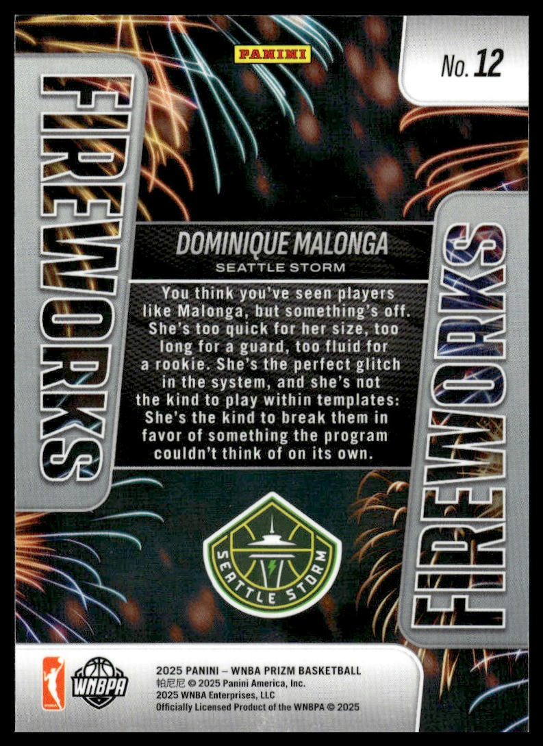 2025 Panini Prizm WNBA #12 Dominique Malonga Fireworks