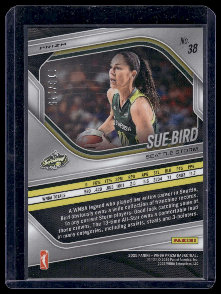 2025 Panini Prizm WNBA #38 Sue Bird Silver Prizms