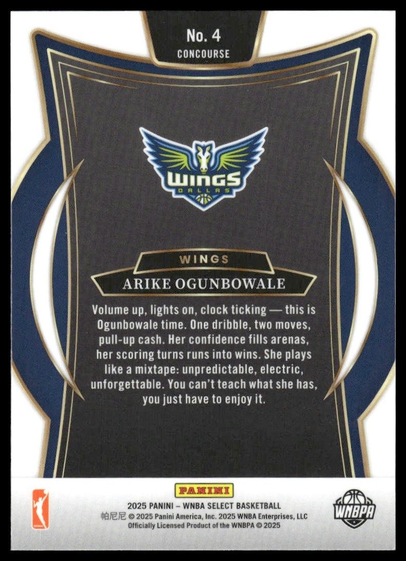 2025 Panini Select WNBA #4 Arike Ogunbowale