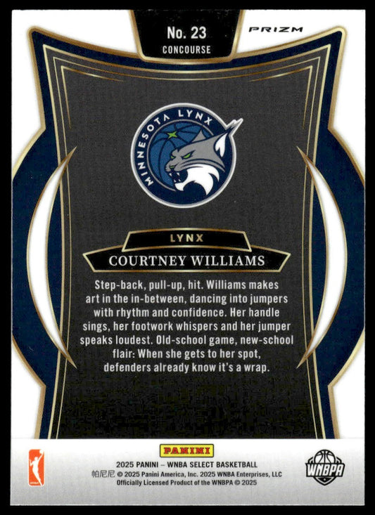 2025 Panini Select WNBA #23 Courtney Williams Purple Ice Prizms #/149