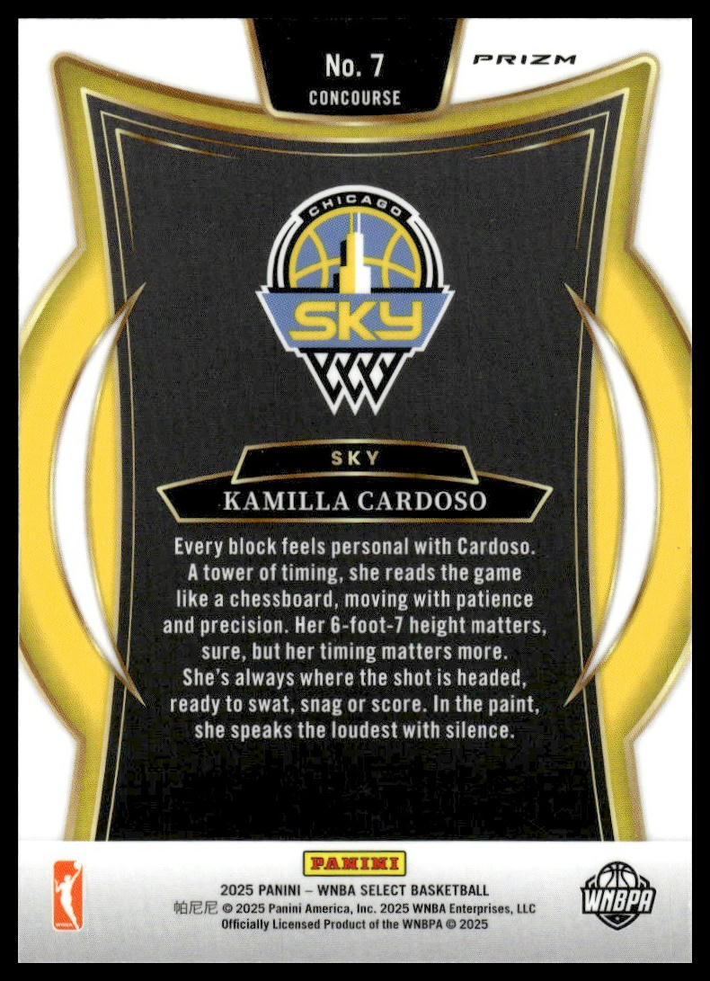 2025 Panini Select WNBA #7 Kamilla Cardoso Pink Ice Prizms