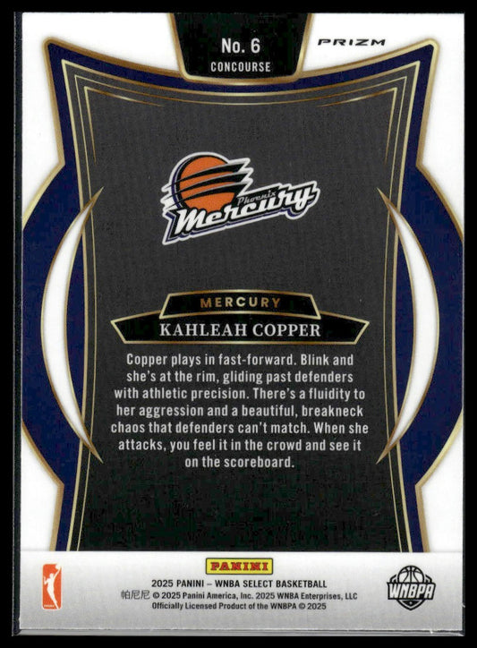 2025 Panini Select WNBA #6 Kahleah Copper Pink Ice Prizms