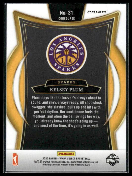 2025 Panini Select WNBA #31 Kelsey Plum Silver Prizms