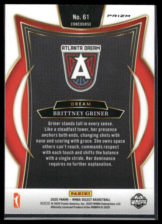 2025 Panini Select WNBA #61 Brittney Griner Pink Ice Prizms