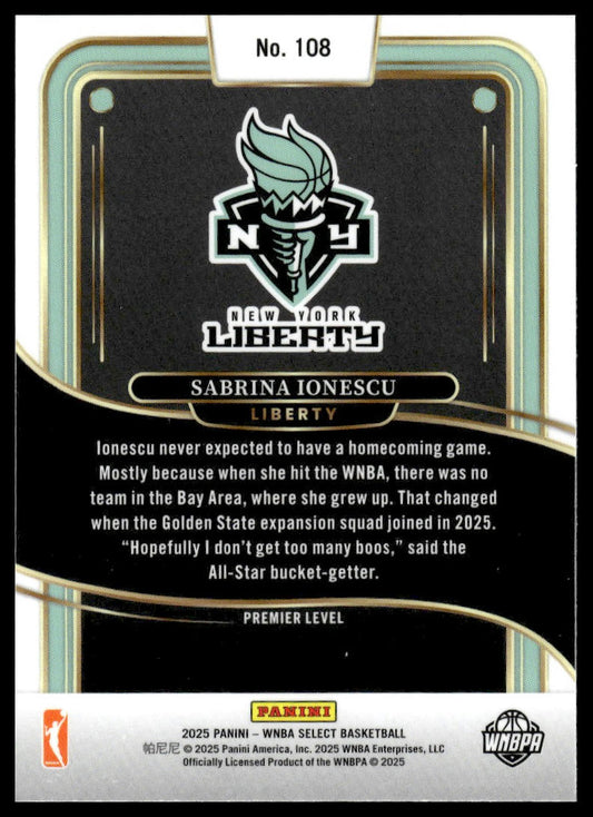 2025 Panini Select WNBA #108 Sabrina Ionescu