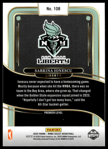 2025 Panini Select WNBA #108 Sabrina Ionescu