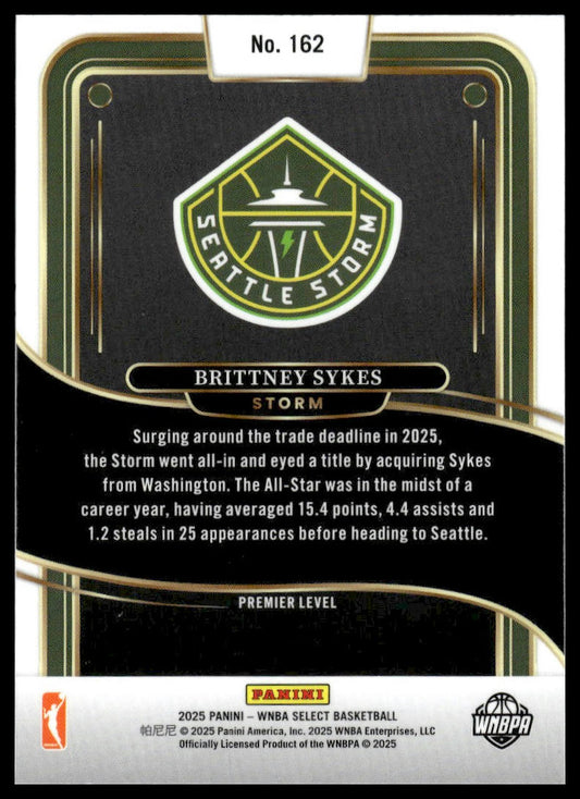2025 Panini Select WNBA #162 Brittney Sykes Silver Prizms