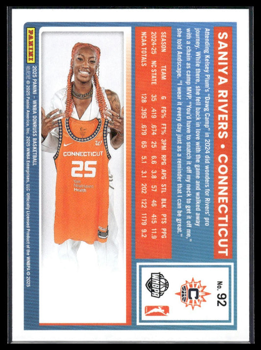 2025 Donruss WNBA #92 Saniya Rivers