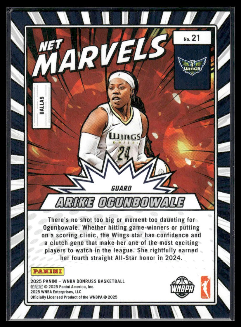 2025 Donruss WNBA #21 Arike Ogunbowale Net Marvels