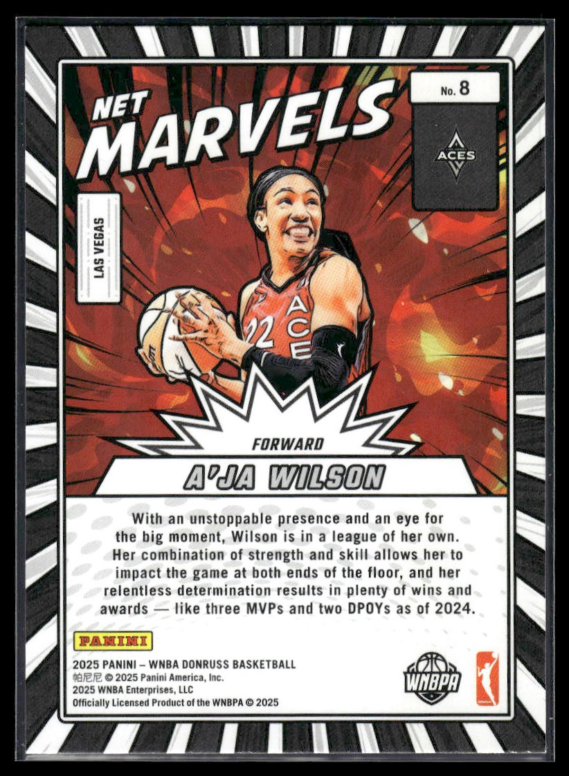 2025 Donruss WNBA #8 A'ja Wilson Net Marvels Press Proof