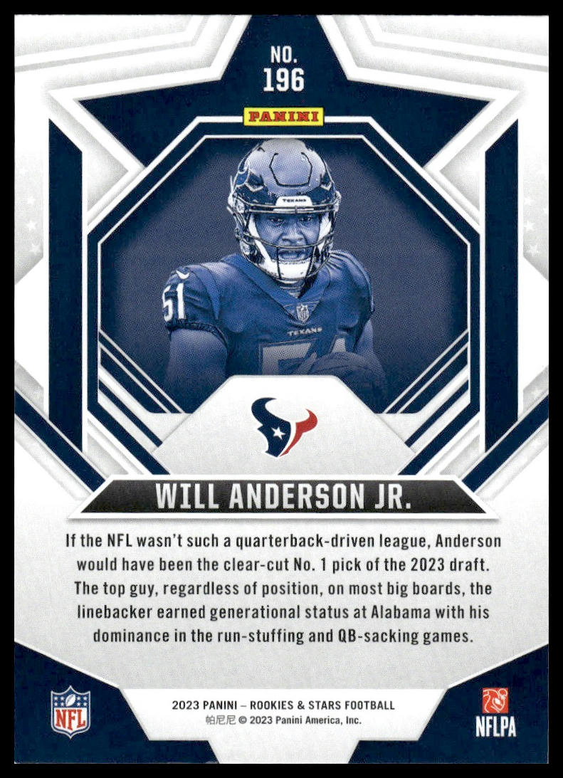2023 Panini Rookies & Stars #196 Will Anderson Jr. Longevity