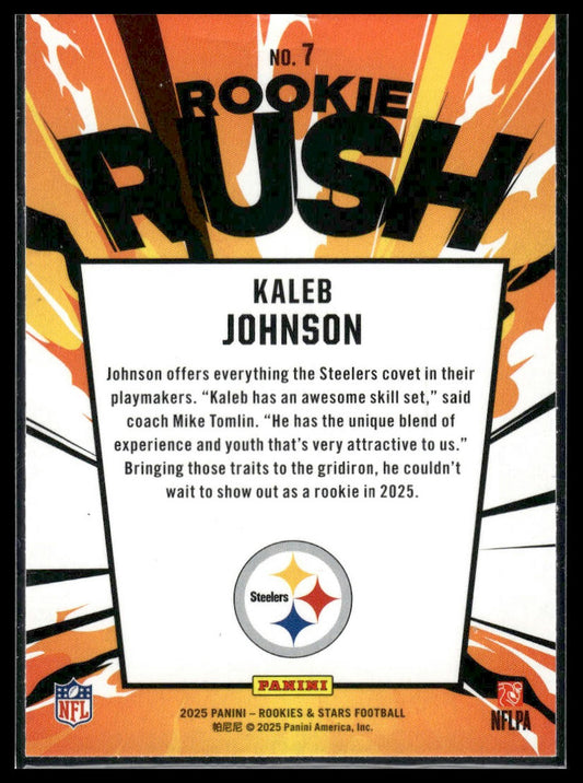 2025 Panini Rookies & Stars #7 Kaleb Johnson Rookie Rush