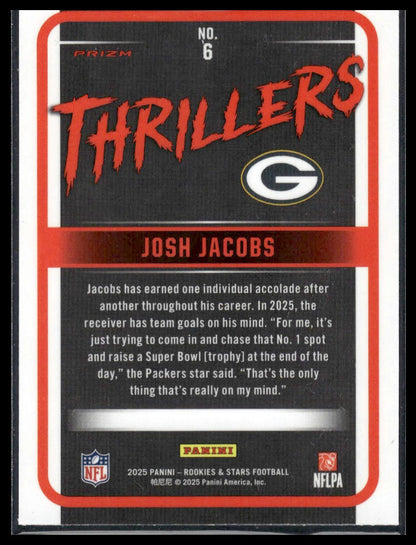 2025 Panini Rookies & Stars #6 Josh Jacobs Thrillers Blue Plaid