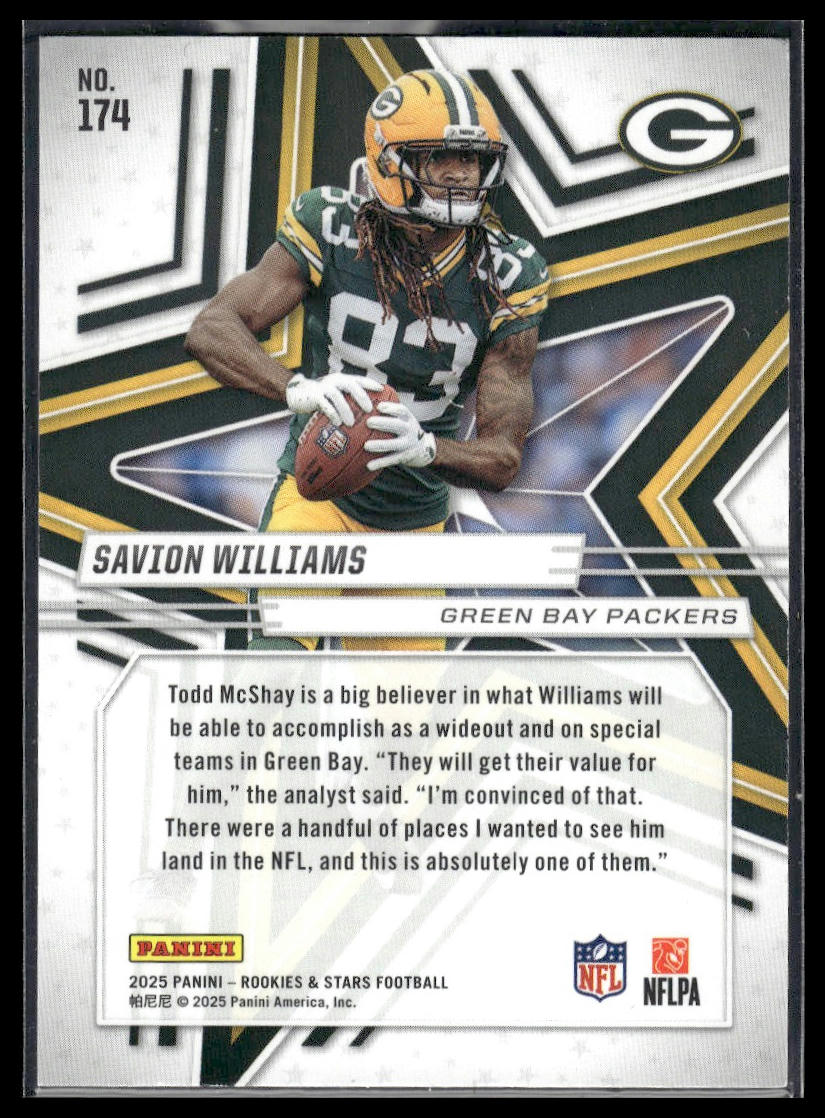 2025 Panini Rookies & Stars #174 Savion Williams Green