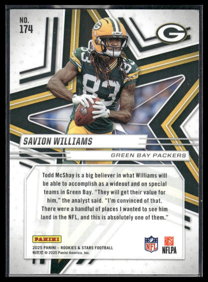 2025 Panini Rookies & Stars #174 Savion Williams Green