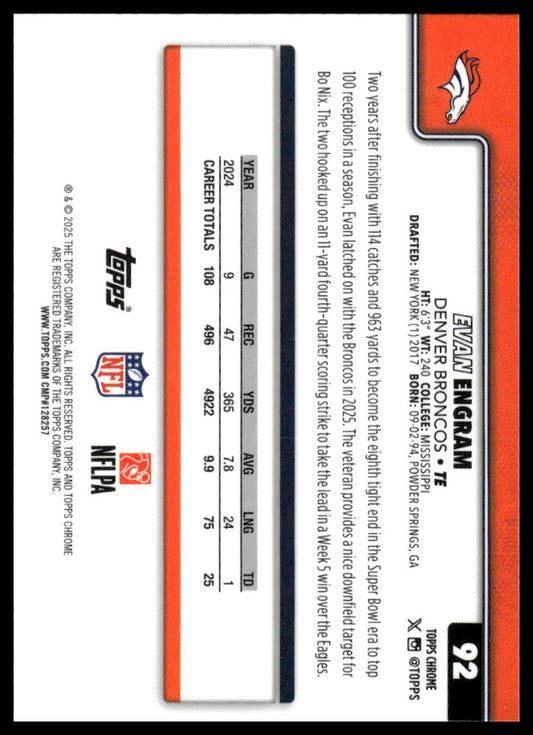 2025 Topps Chrome #92 Evan Engram