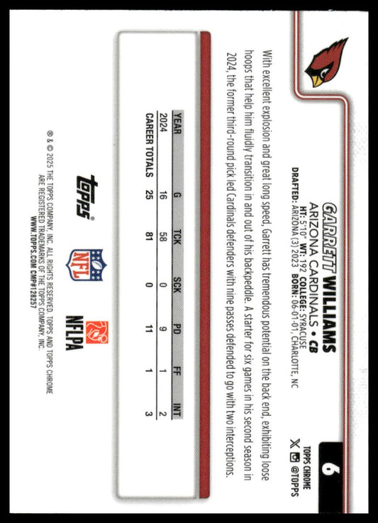 2025 Topps Chrome #6 Garrett Williams