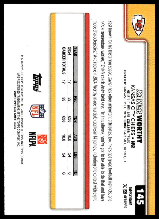 2025 Topps Chrome #145 Xavier Worthy