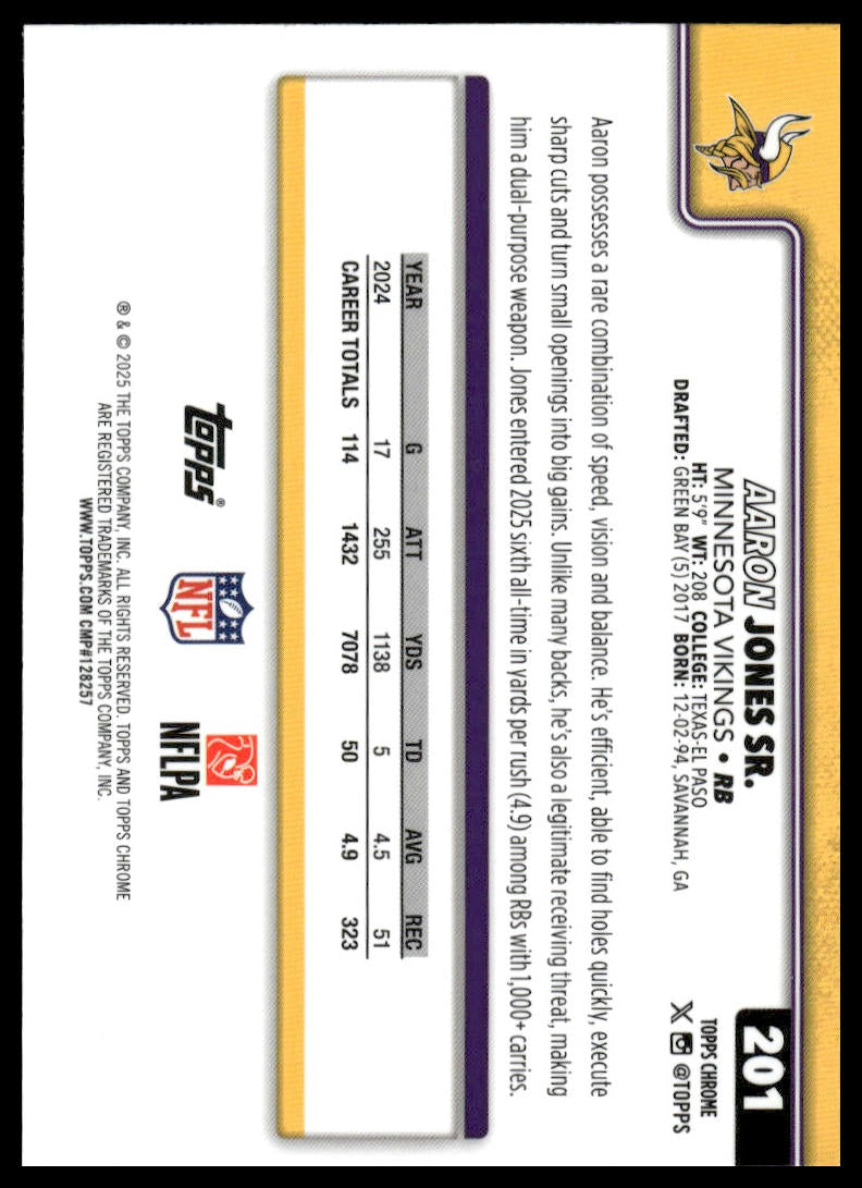 2025 Topps Chrome #201 Aaron Jones