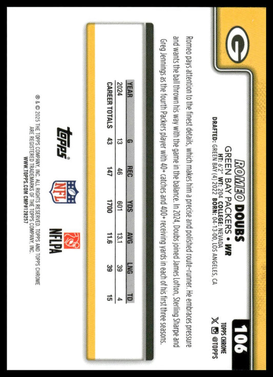 2025 Topps Chrome #106 Romeo Doubs