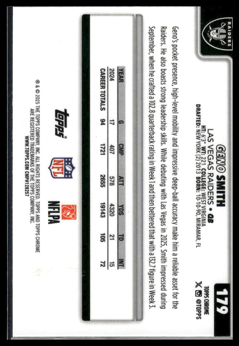 2025 Topps Chrome #179 Geno Smith
