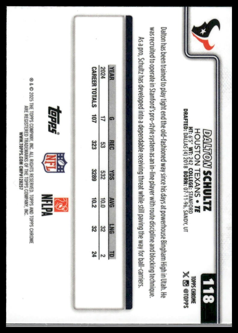 2025 Topps Chrome #118 Dalton Schultz