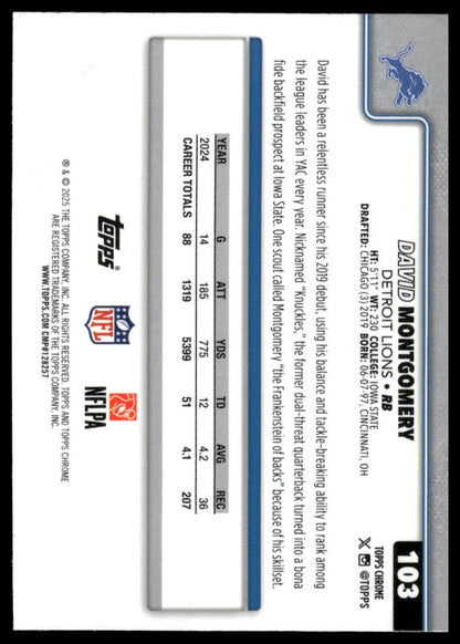 2025 Topps Chrome #103 David Montgomery Refractor