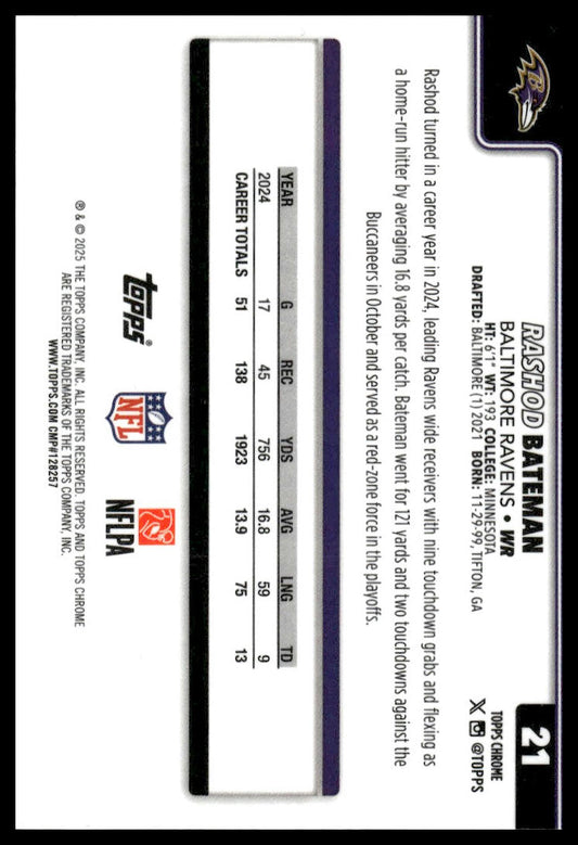 2025 Topps Chrome #21 Rashod Bateman X-Fractor