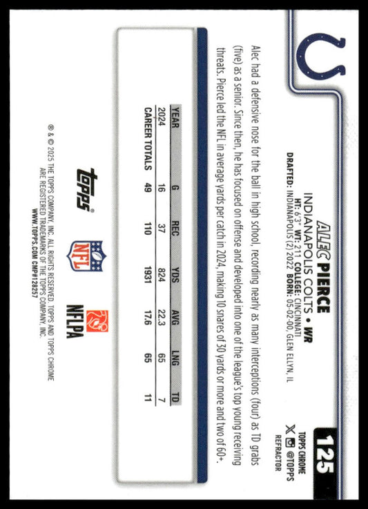2025 Topps Chrome #125 Alec Pierce Hot Pink X-Fractor