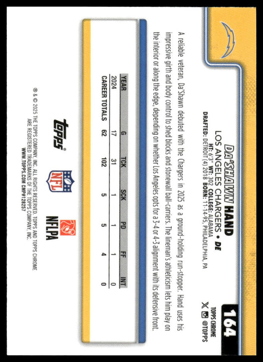 2025 Topps Chrome #164 Da'Shawn Hand Lime Green X-Fractor