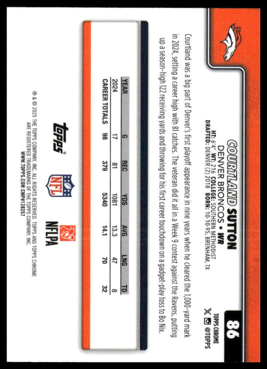 2025 Topps Chrome #86 Courtland Sutton X-Fractor
