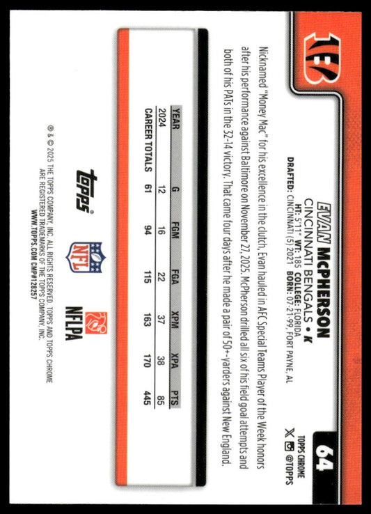 2025 Topps Chrome #64 Evan McPherson Lime Green X-Fractor