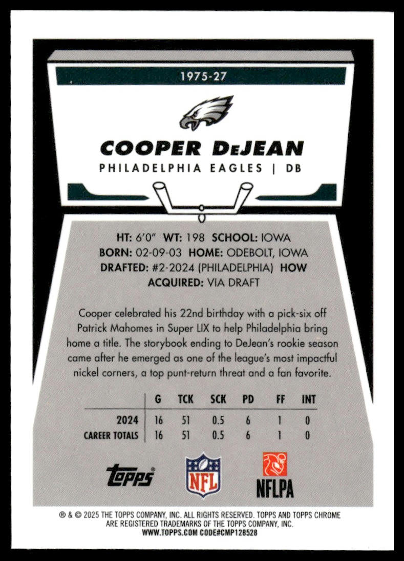 2025 Topps Chrome #1975-27 Cooper DeJean 1975 Topps