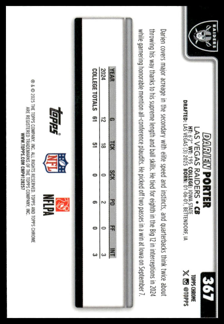 2025 Topps Chrome #367 Darien Porter