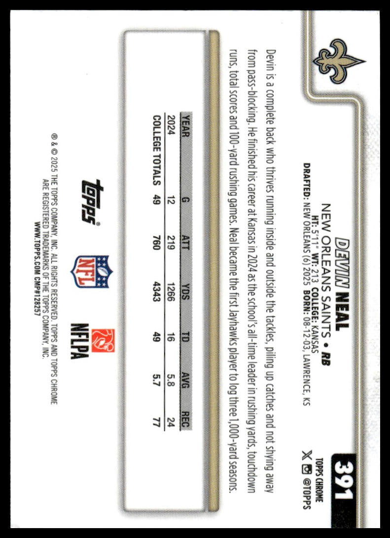 2025 Topps Chrome #391 Devin Neal