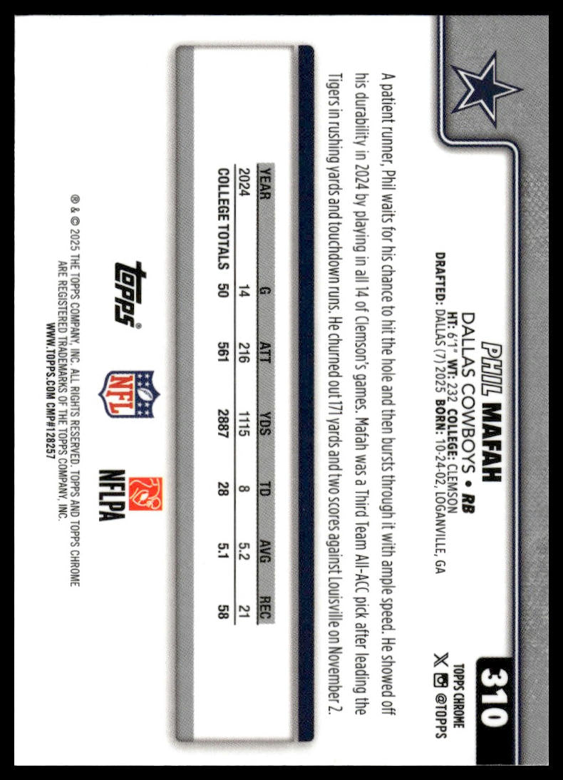 2025 Topps Chrome #310 Phil Mafah