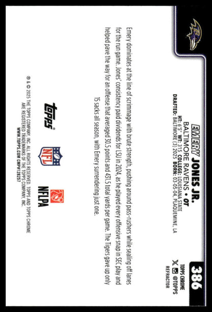 2025 Topps Chrome #386 Emery Jones Jr. X-Fractor