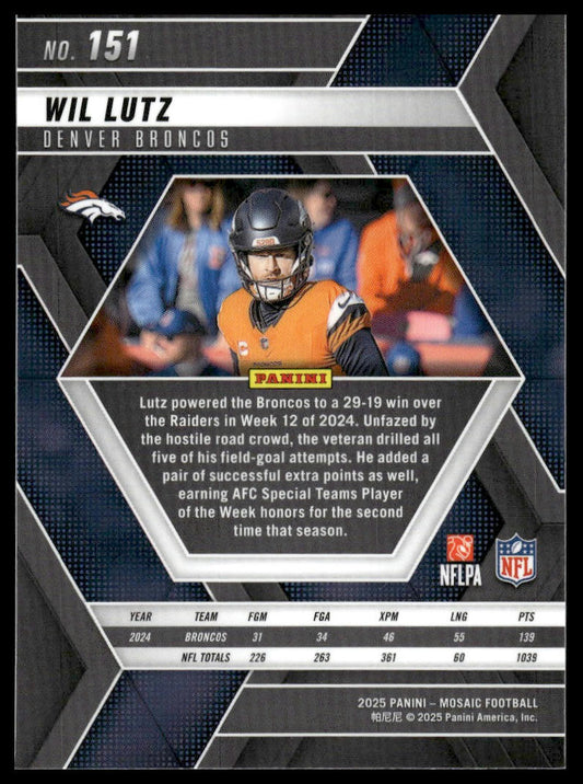 2025 Panini Mosaic #151 Wil Lutz