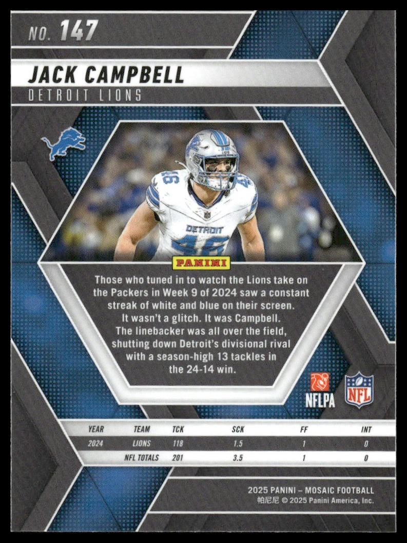 2025 Panini Mosaic #147 Jack Campbell