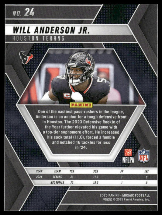 2025 Panini Mosaic #24 Will Anderson Jr.