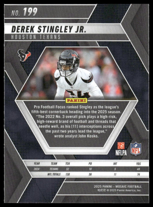 2025 Panini Mosaic #199 Derek Stingley Jr.