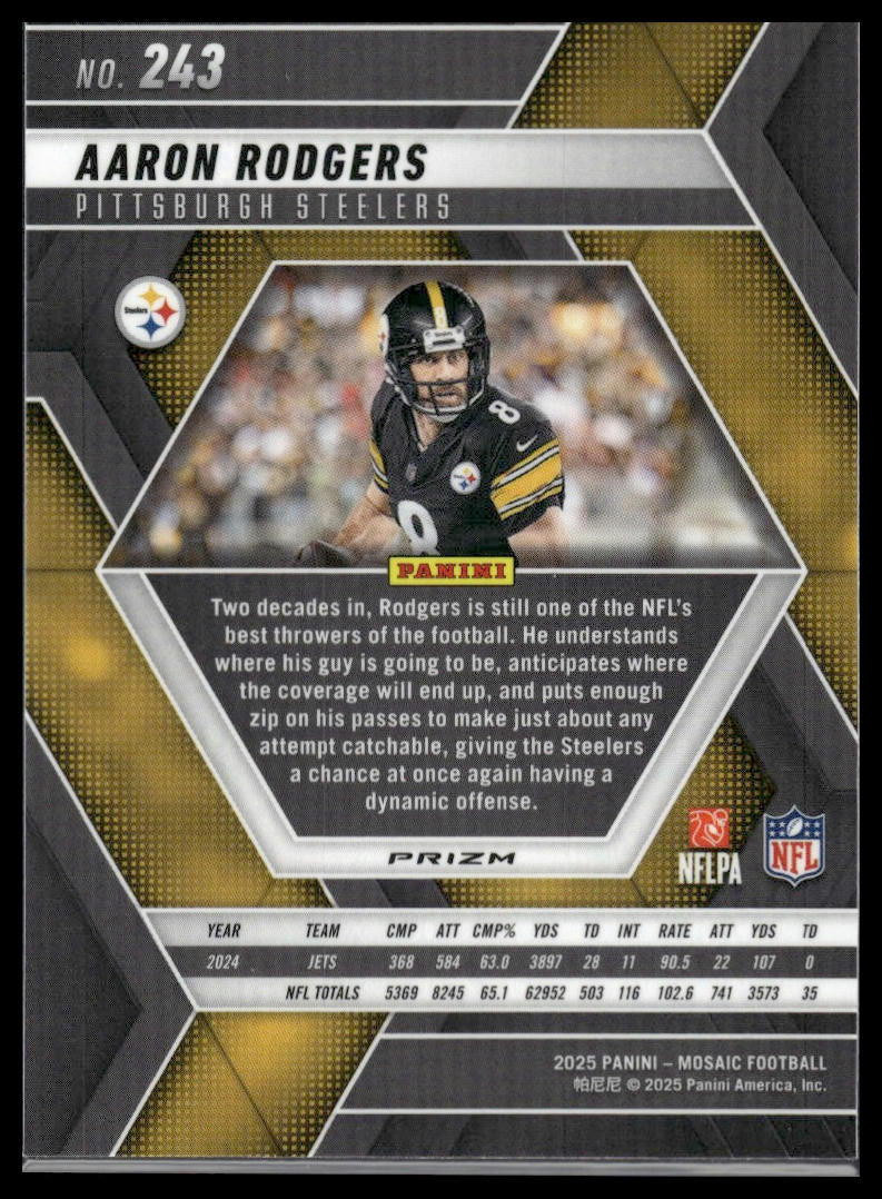 2025 Panini Mosaic #243 Aaron Rodgers Mosaic Green