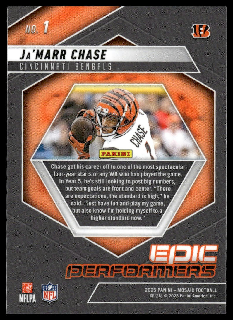 2025 Panini Mosaic #1 Ja’Marr Chase Epic Performers