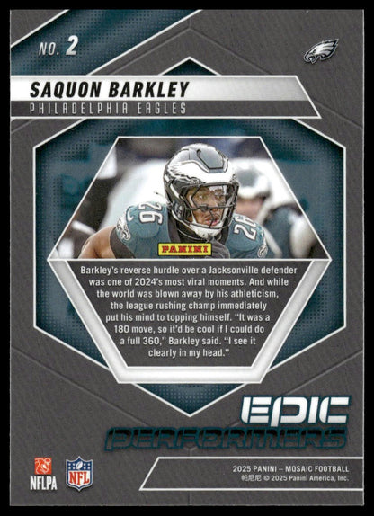 2025 Panini Mosaic #2 Saquon Barkley Epic Performers
