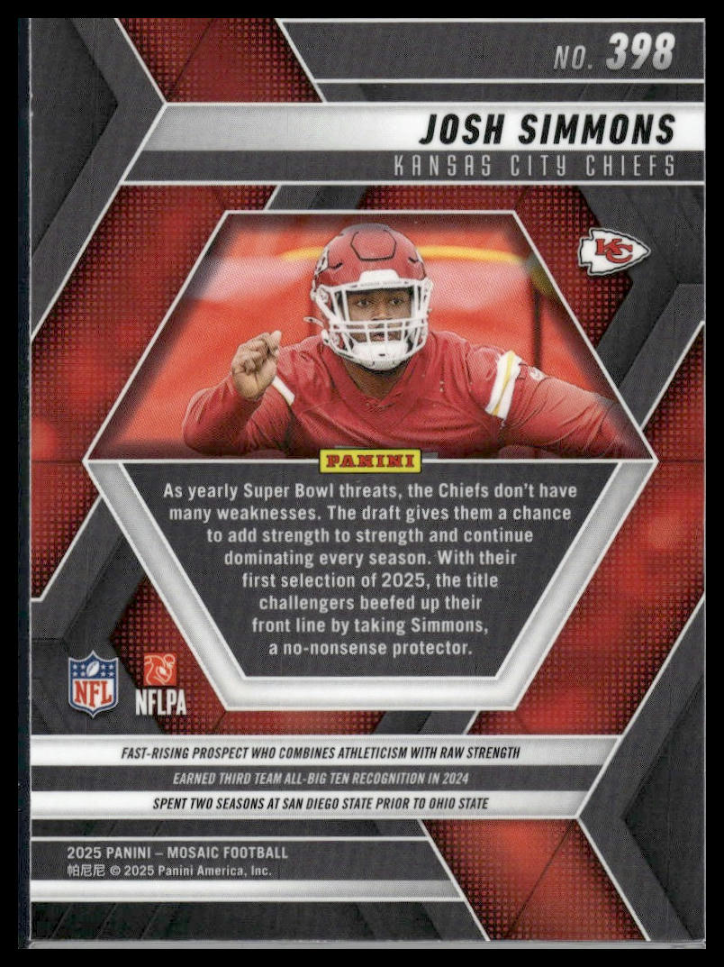 2025 Panini Mosaic #398 Josh Simmons