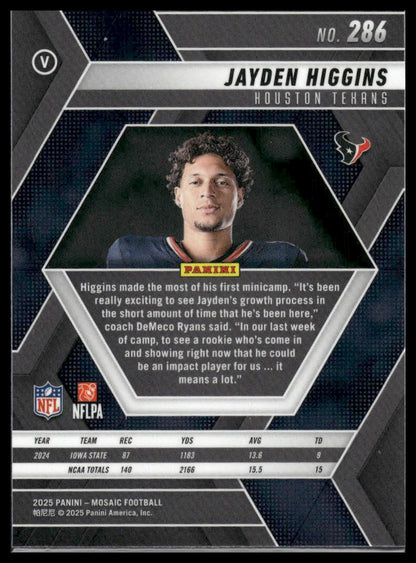 2025 Panini Mosaic #286 Jayden Higgins