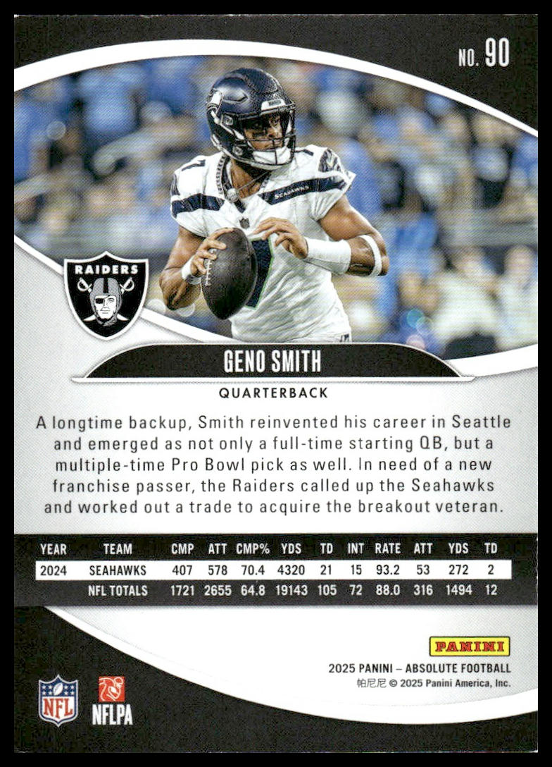 2025 Panini Absolute #90 Geno Smith Purple